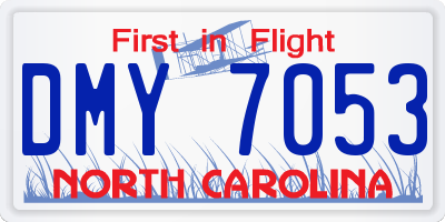 NC license plate DMY7053