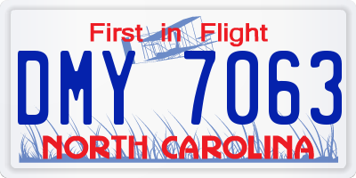 NC license plate DMY7063