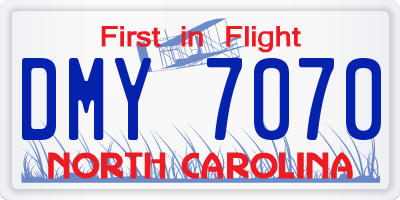 NC license plate DMY7070