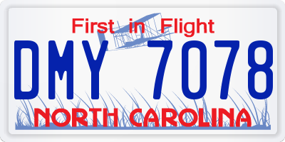 NC license plate DMY7078