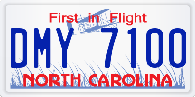 NC license plate DMY7100