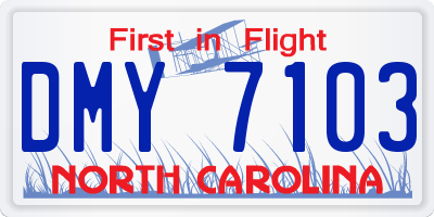 NC license plate DMY7103
