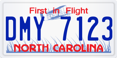NC license plate DMY7123