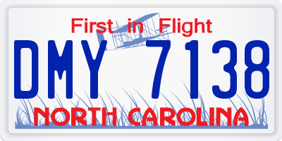 NC license plate DMY7138