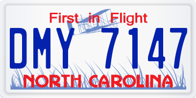 NC license plate DMY7147