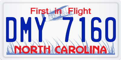 NC license plate DMY7160