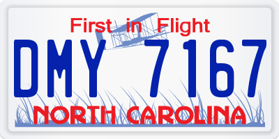 NC license plate DMY7167