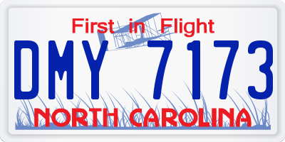 NC license plate DMY7173