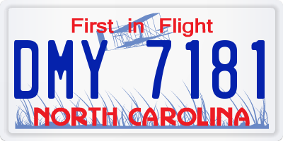 NC license plate DMY7181