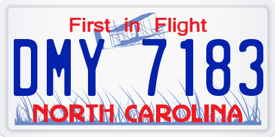 NC license plate DMY7183