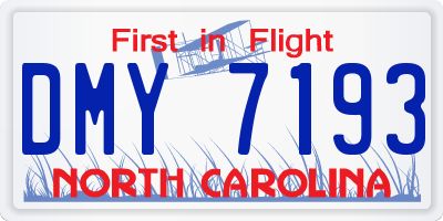 NC license plate DMY7193