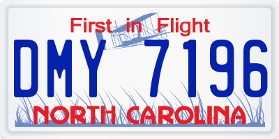 NC license plate DMY7196