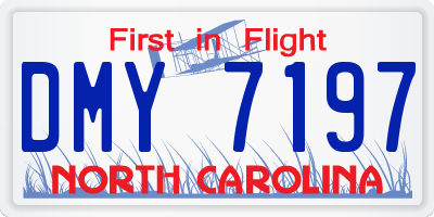 NC license plate DMY7197