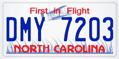 NC license plate DMY7203