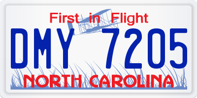 NC license plate DMY7205