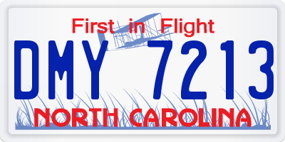 NC license plate DMY7213