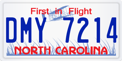 NC license plate DMY7214