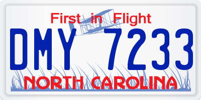 NC license plate DMY7233