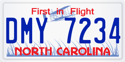 NC license plate DMY7234