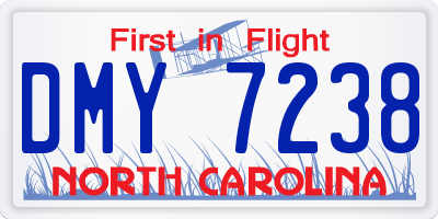 NC license plate DMY7238