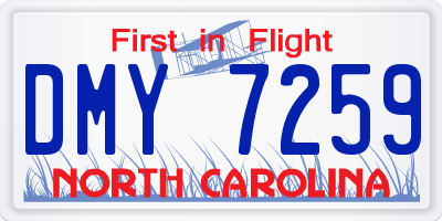 NC license plate DMY7259