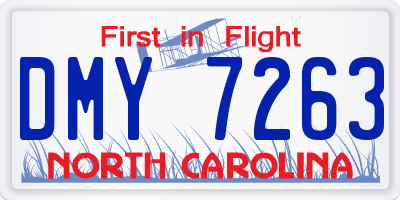 NC license plate DMY7263