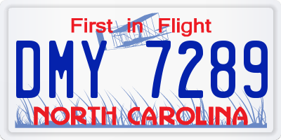 NC license plate DMY7289