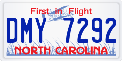 NC license plate DMY7292