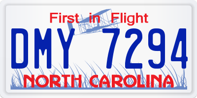NC license plate DMY7294
