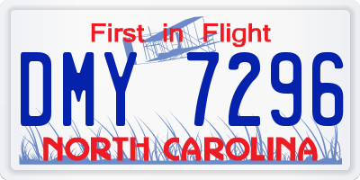 NC license plate DMY7296