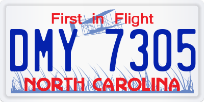 NC license plate DMY7305