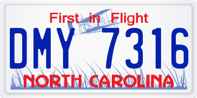 NC license plate DMY7316