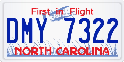NC license plate DMY7322