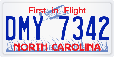 NC license plate DMY7342