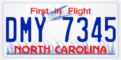 NC license plate DMY7345