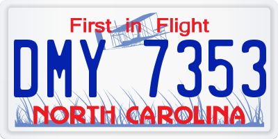 NC license plate DMY7353
