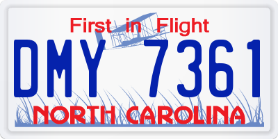 NC license plate DMY7361