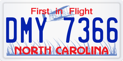 NC license plate DMY7366
