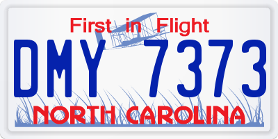 NC license plate DMY7373