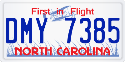 NC license plate DMY7385