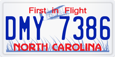 NC license plate DMY7386