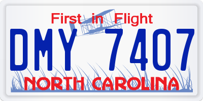 NC license plate DMY7407