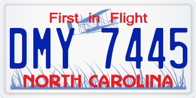 NC license plate DMY7445