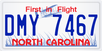 NC license plate DMY7467