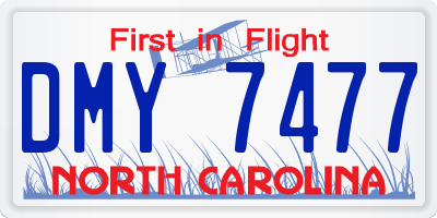 NC license plate DMY7477