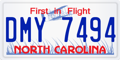 NC license plate DMY7494