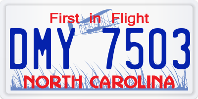 NC license plate DMY7503