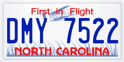 NC license plate DMY7522