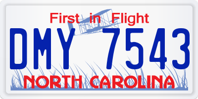NC license plate DMY7543