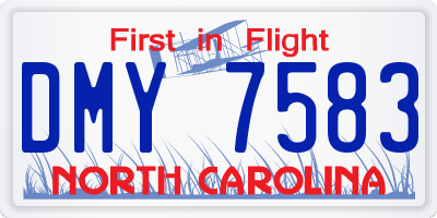 NC license plate DMY7583